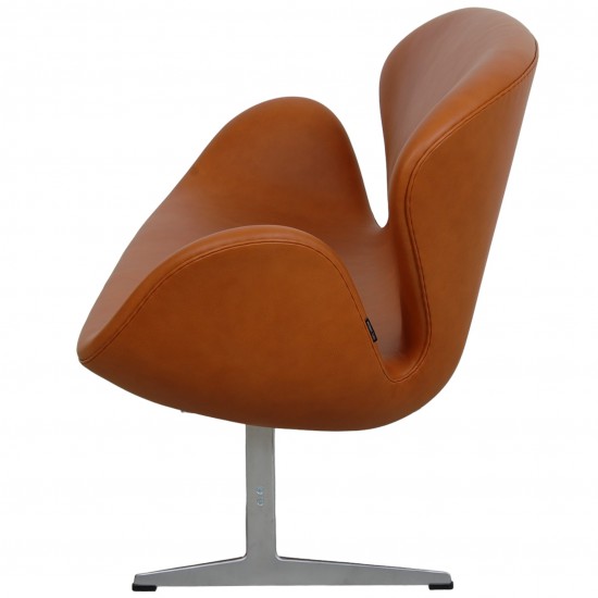 K b brugt Arne Jacobsen Svane sofa i originalt Cognac Aura l der